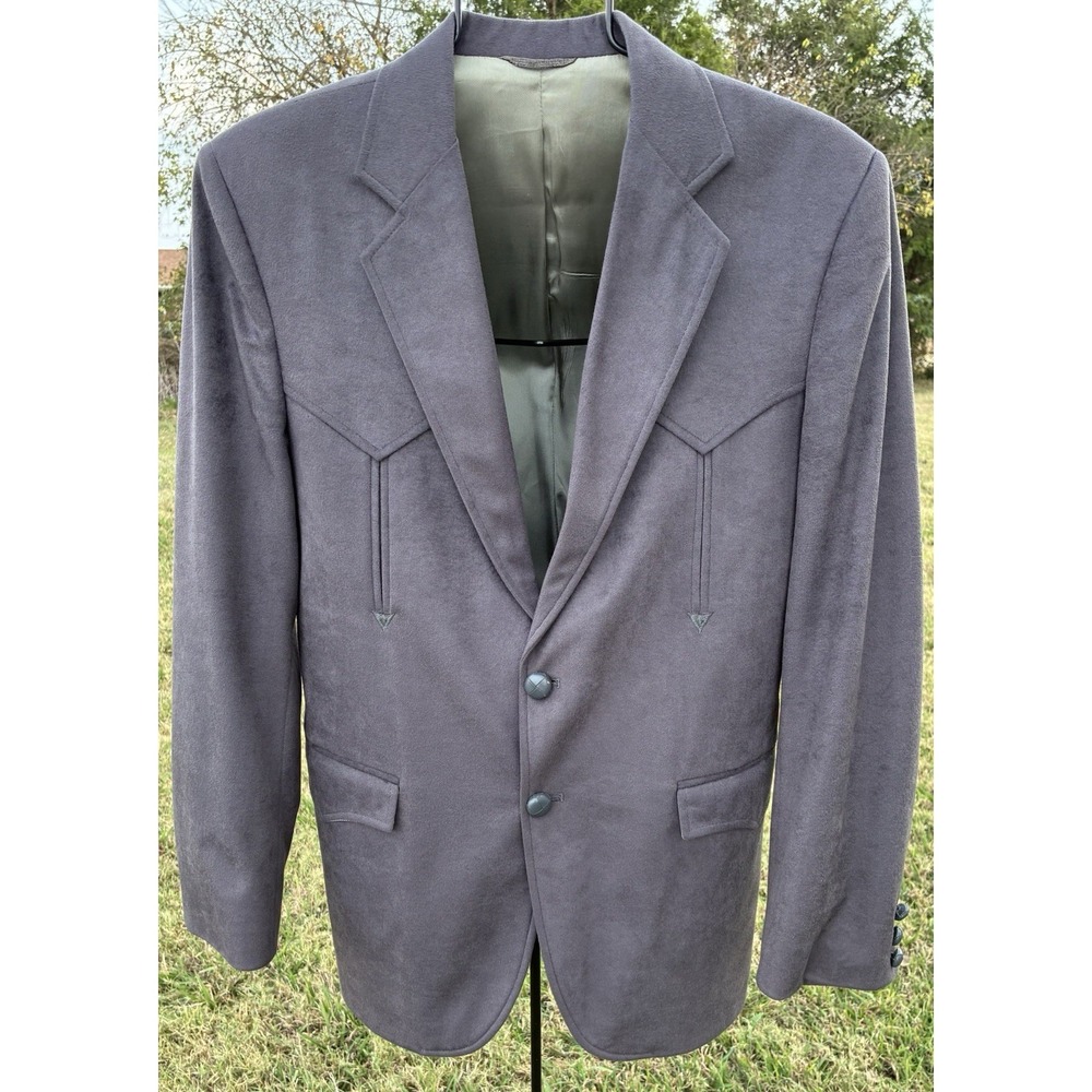 Vintage Circle S Blazer Mens 38 R Western Faux Suede Sport Coat USA Made Button